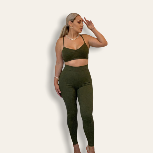 I'm Vibing Olive Pants Set