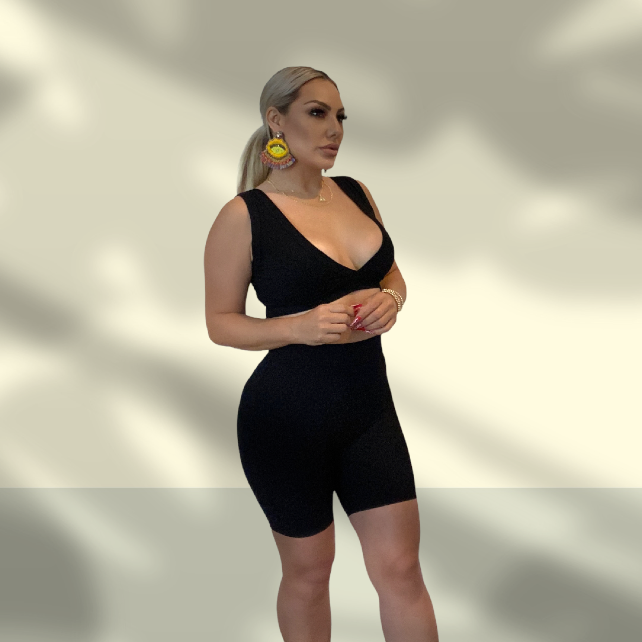 Black Biker Shorts Set